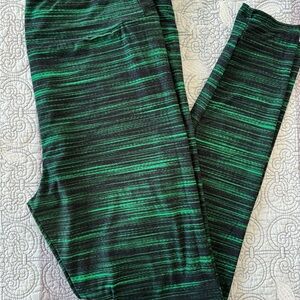 LuLaRoe Green and Black Leggings Dynamic Pattern